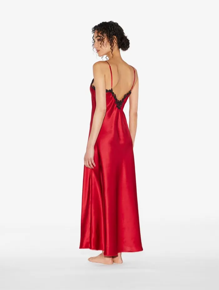 Red Long Nightgown With Frastaglio Sleepwear La Perla Slips and Dresses