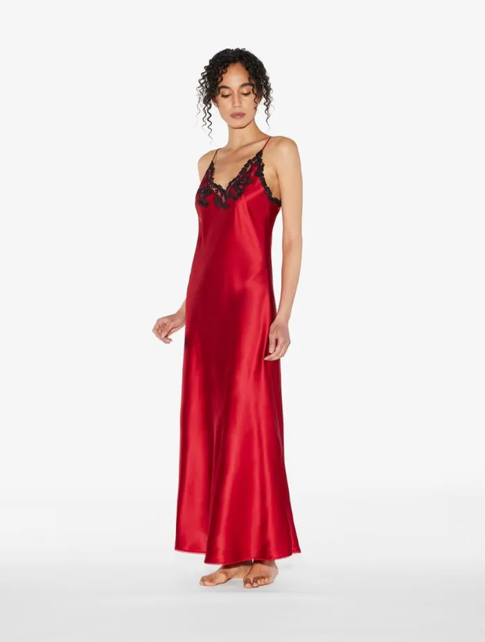 Red Long Nightgown With Frastaglio Sleepwear La Perla Slips and Dresses