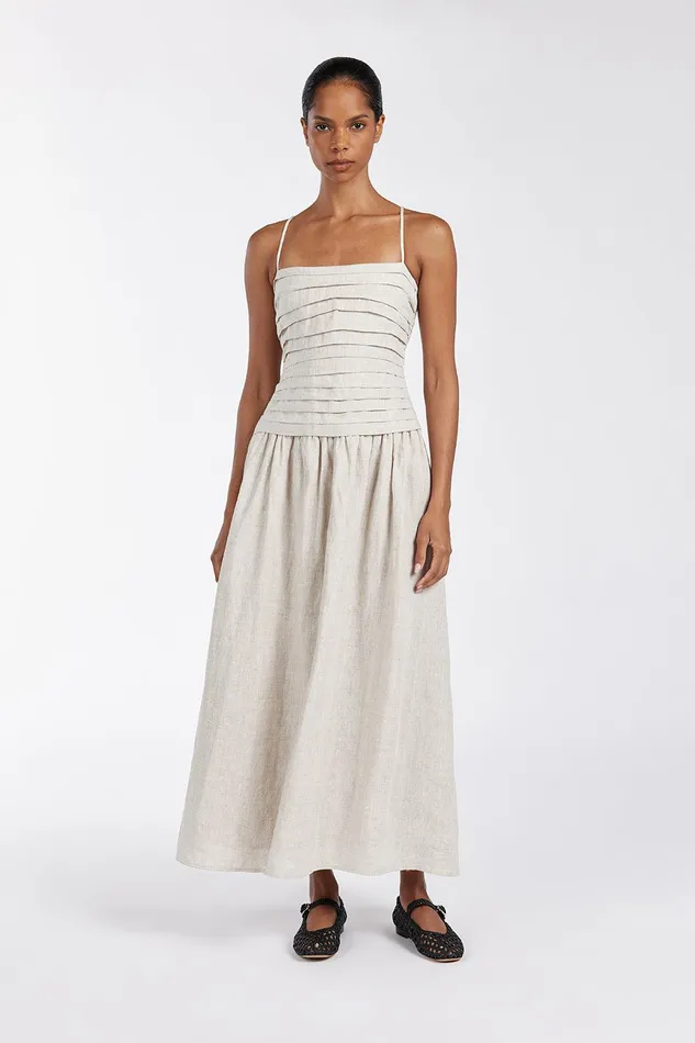 REECE NATURAL LINEN MIDI DRESS Women DISSH Midi Dresses