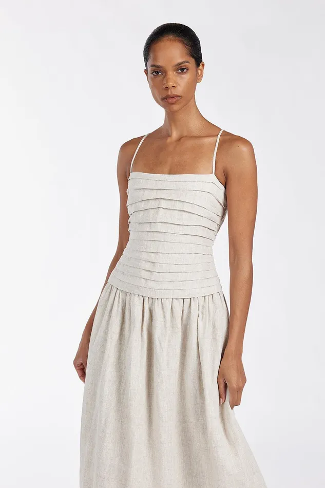 REECE NATURAL LINEN MIDI DRESS Women DISSH Midi Dresses