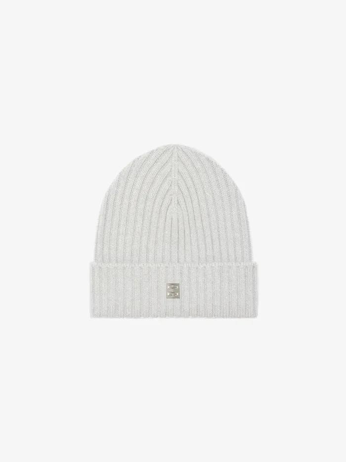 Ribbed Beanie In Wool And Cashmere With 4g Detail Light Grey Men Givenchy Beanies and Caps