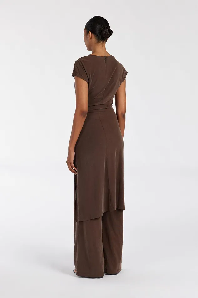 RIO BITTER CHOC DRAPED TUNIC TOP Women DISSH Knitted