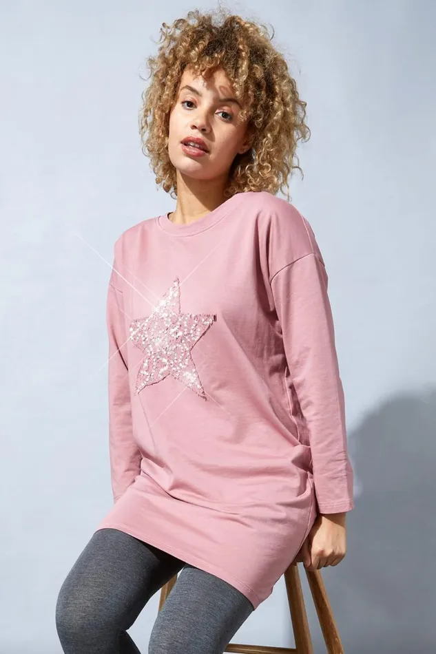 Rose Pink Lounge Sequin Embellished Dress Women Roman Dresses