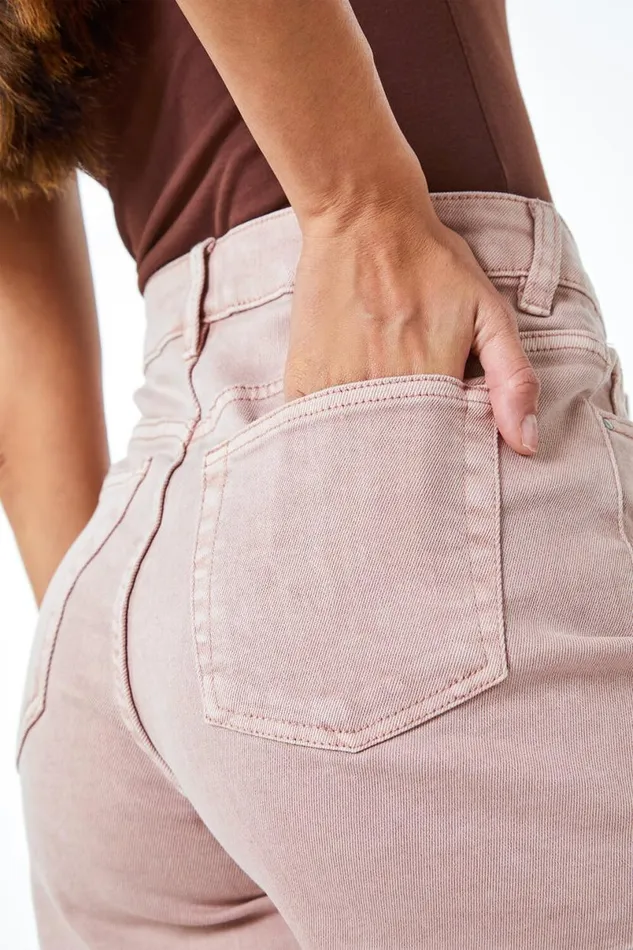 Rose Washed Denim Stretch Shorts Women Roman Shorts
