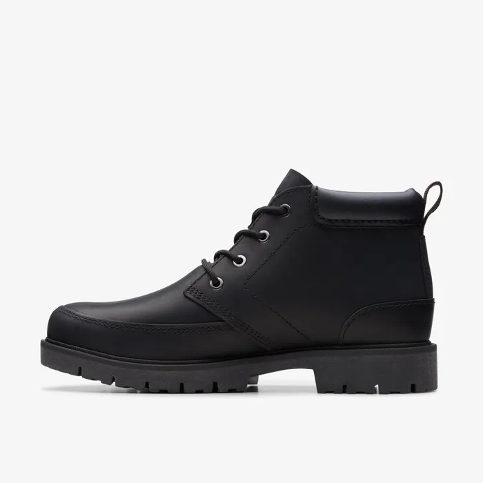 Rossdale Mid Black Leather Men Clarks Boots