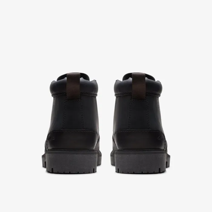 Rossdale Mid Black Leather Men Clarks Boots