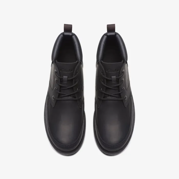 Rossdale Mid Black Leather Men Clarks Boots
