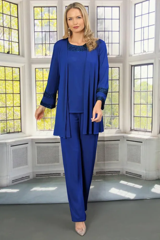 Royal Blue Julianna Jersey Stretch Wide Leg Trouser Women Roman Trousers