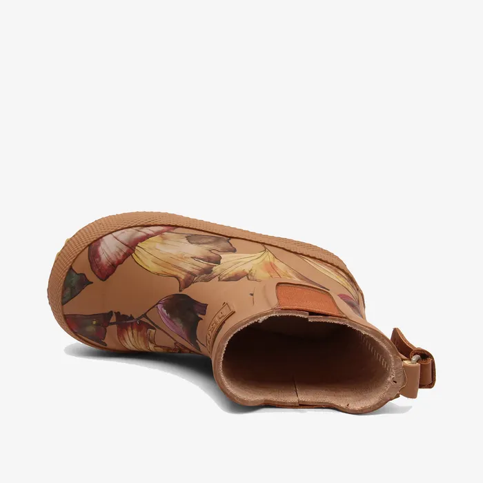 Rubber boots KIDS baby rubber camel flowers Brown bisgaardshoes