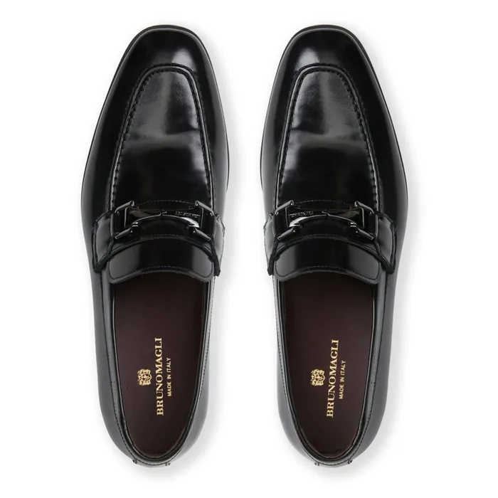 Saffo Slip On Black Bit Loafer Black Leather Men Bruno Magli Loafers and Slipons