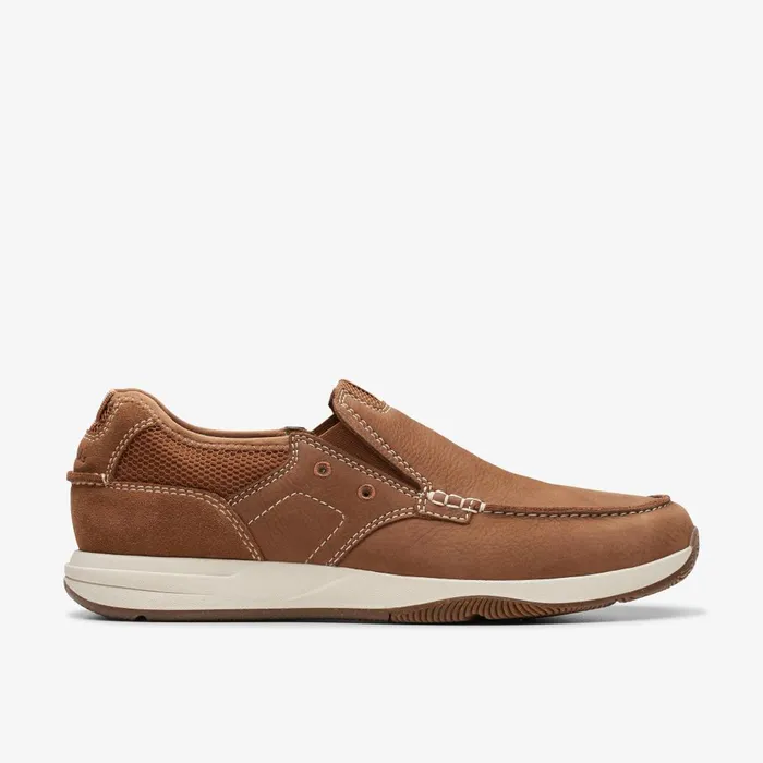 Sailview Step Light Tan Nubuck Men Clarks Loafers and Slip Ons