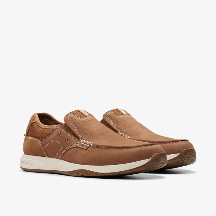 Sailview Step Light Tan Nubuck Men Clarks Loafers and Slip Ons