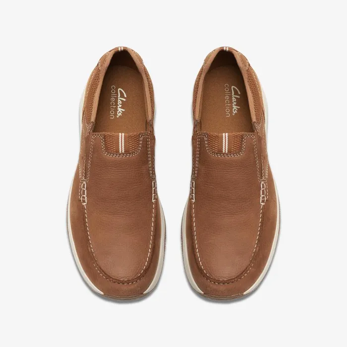 Sailview Step Light Tan Nubuck Men Clarks Loafers and Slip Ons