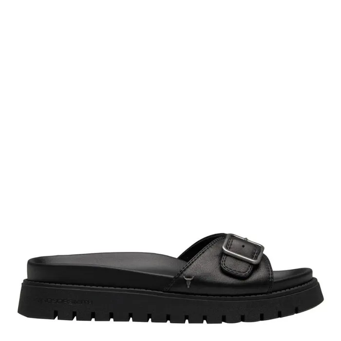 Sandals Women Windsor Smith MOMENT BLACK LEATHER SANDALS