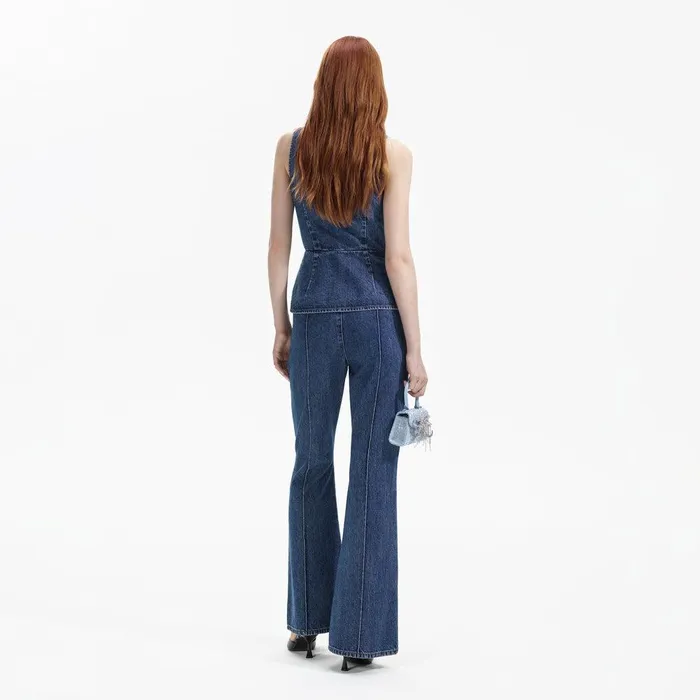 Self Portrait Bottoms Blue Denim Jumpsuit 8211 Women