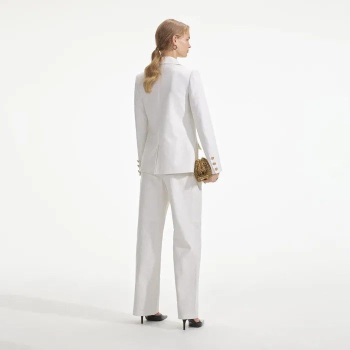 Self Portrait Bottoms White Linen Trousers 8211 Women
