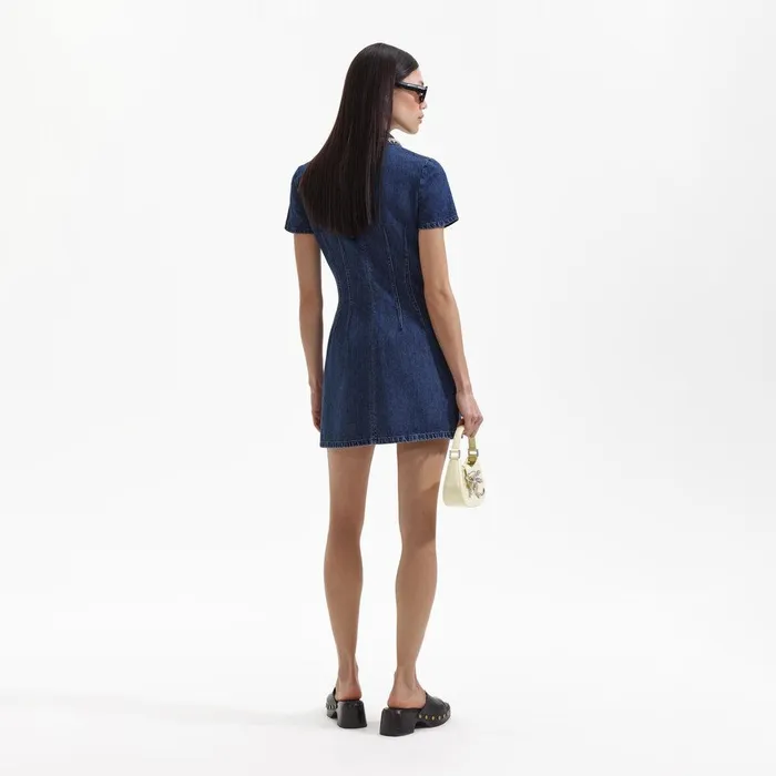 Self Portrait Denim Denim Collared Mini Dress 8211 Women Self Portrait Denim Denim Collared Mini Dress 8211 Women