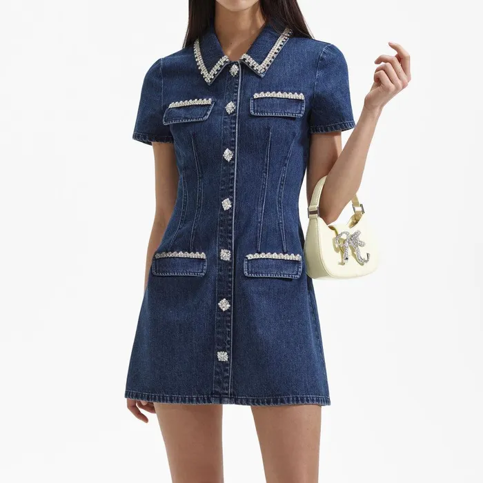 Self Portrait Denim Denim Collared Mini Dress 8211 Women Self Portrait Denim Denim Collared Mini Dress 8211 Women