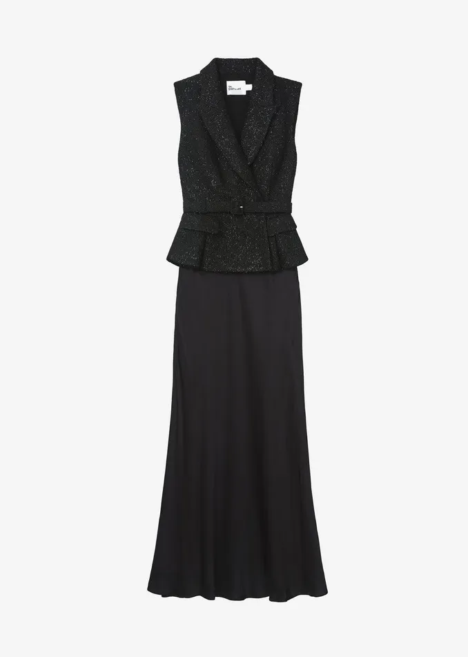 Self Portrait Dresses Black Boucle Maxi Dress 8211 Women
