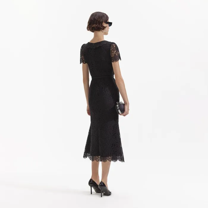 Self Portrait Dresses Black Guipure Lace Button Midi Dress 8211 Women Self Portrait Dresses Black Guipure Lace Button Midi Dress 8211 Women