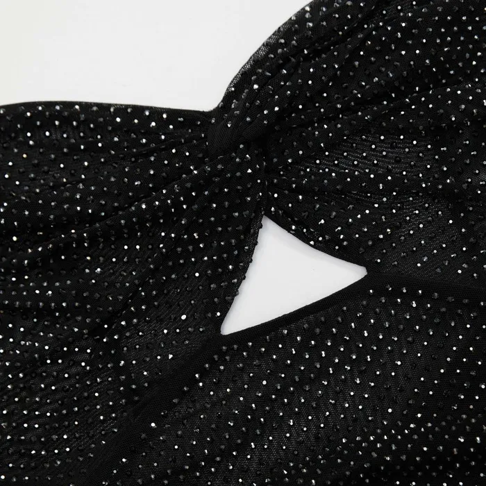 Self Portrait Dresses Black Rhinestone Mesh Sweetheart Midi Dress 8211 Women