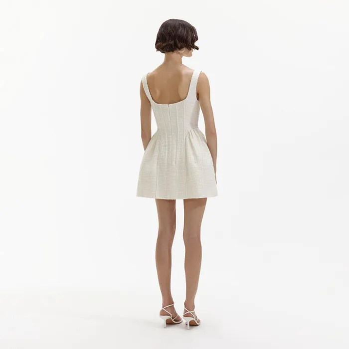 Self Portrait Dresses Cream Boucle Mini Dress 8211 Women