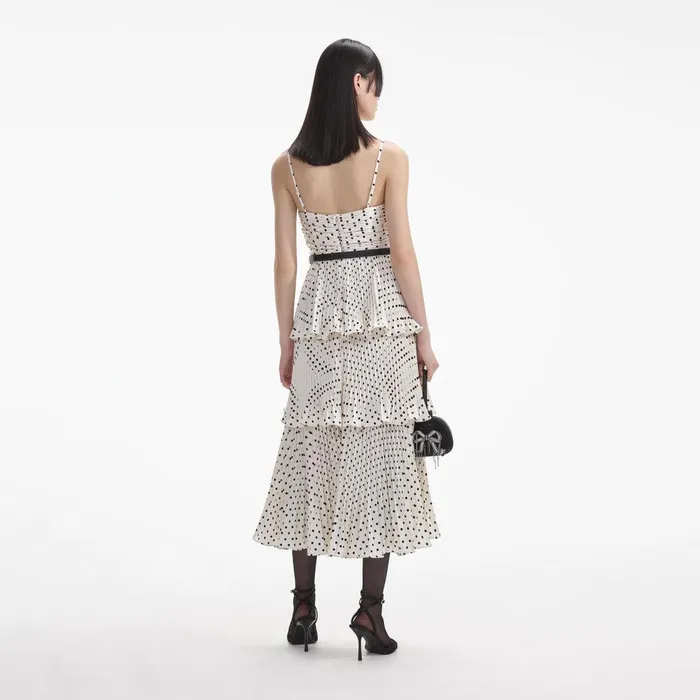Self Portrait Dresses Cream Polka Dot Tiered Midi Dress 8211 Women