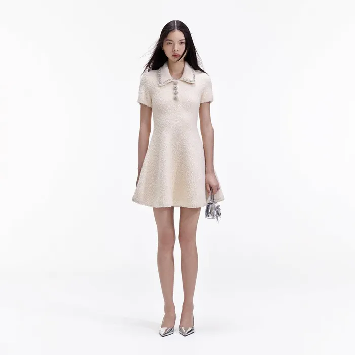 Self Portrait Dresses Cream Soft Knit Mini Dress 8211 Women