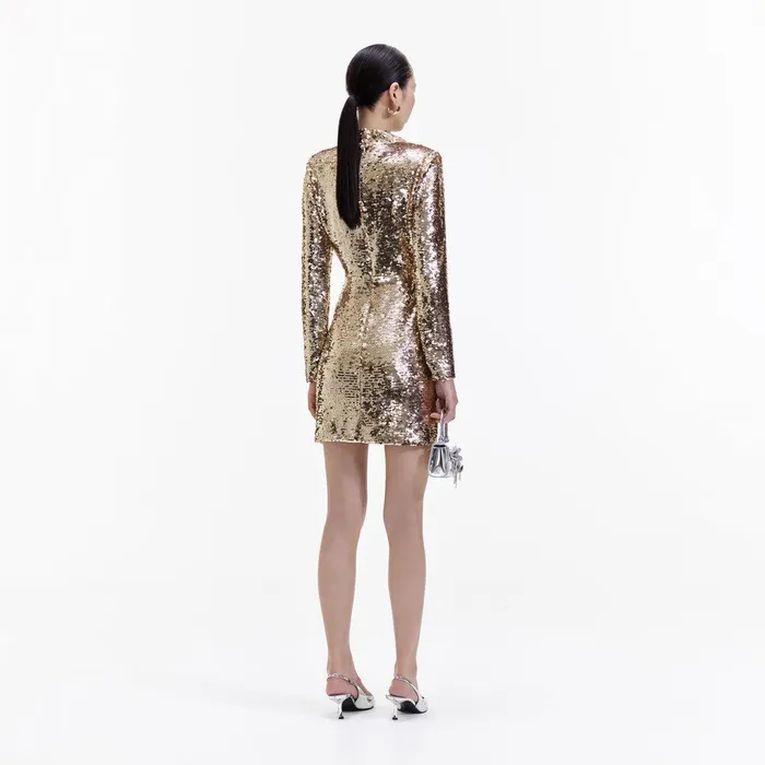 Self Portrait Dresses Gold Sequin Mini Dress 8211 Women
