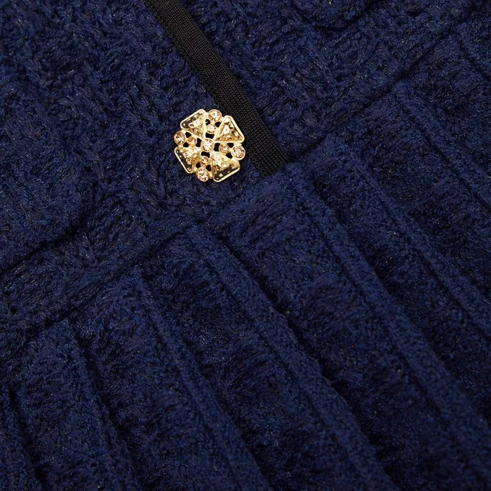 Self Portrait Dresses Navy Weave Knit Mini Dress 8211 Women