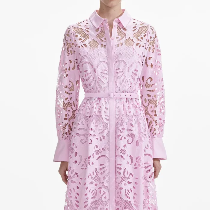 Self Portrait Dresses Pink Cotton Lace Maxi Dress 8211 Women