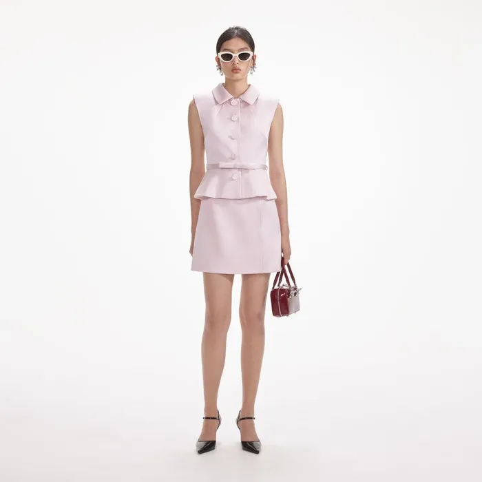 Self Portrait Dresses Pink Satin Tailored Mini Dress 8211 Women