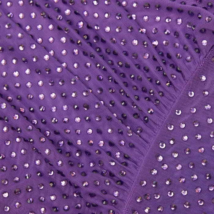 Self Portrait Dresses Purple Rhinestone Mesh Maxi Dress 8211 Women
