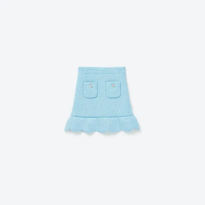 Self Portrait Knitwear Blue Sequin Knit Skirt 8211 Kids