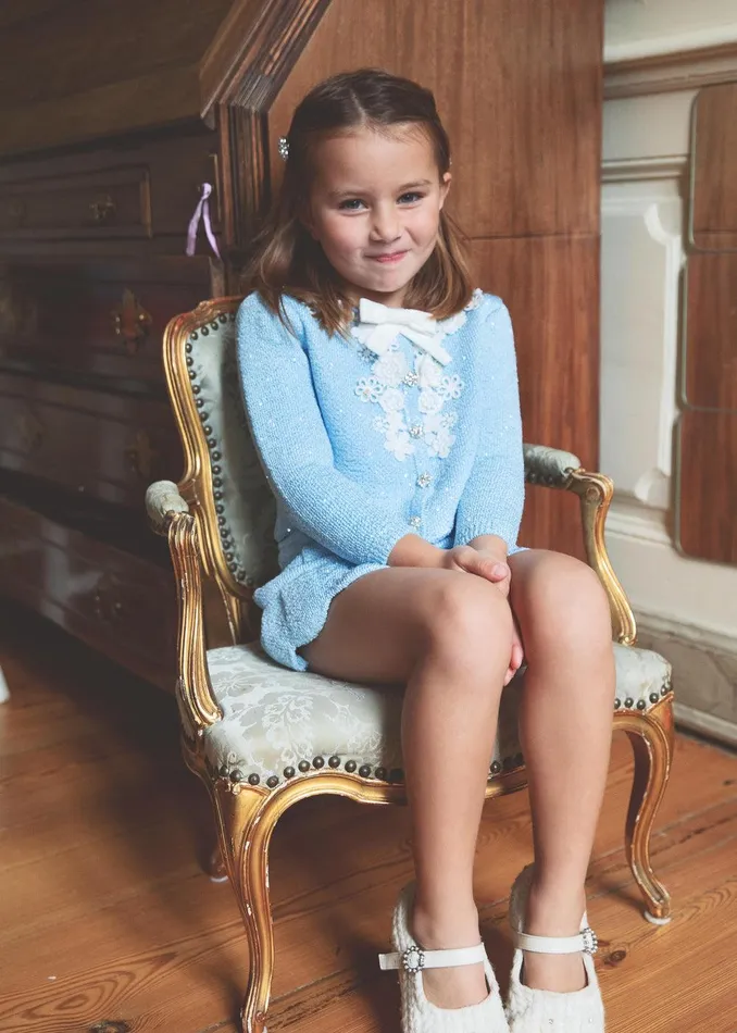 Self Portrait Knitwear Blue Sequin Knit Skirt 8211 Kids