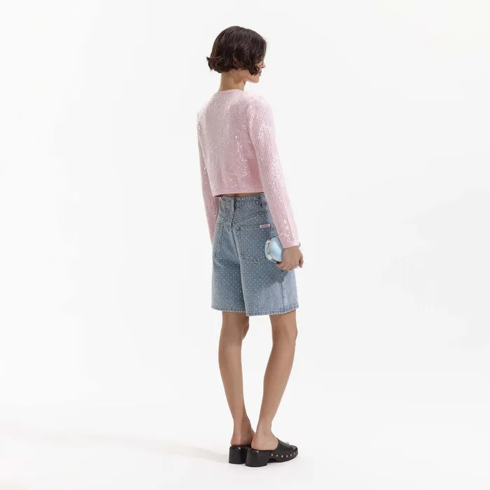 Self Portrait Knitwear Pink Knit Sequin Cardigan 8211 Women