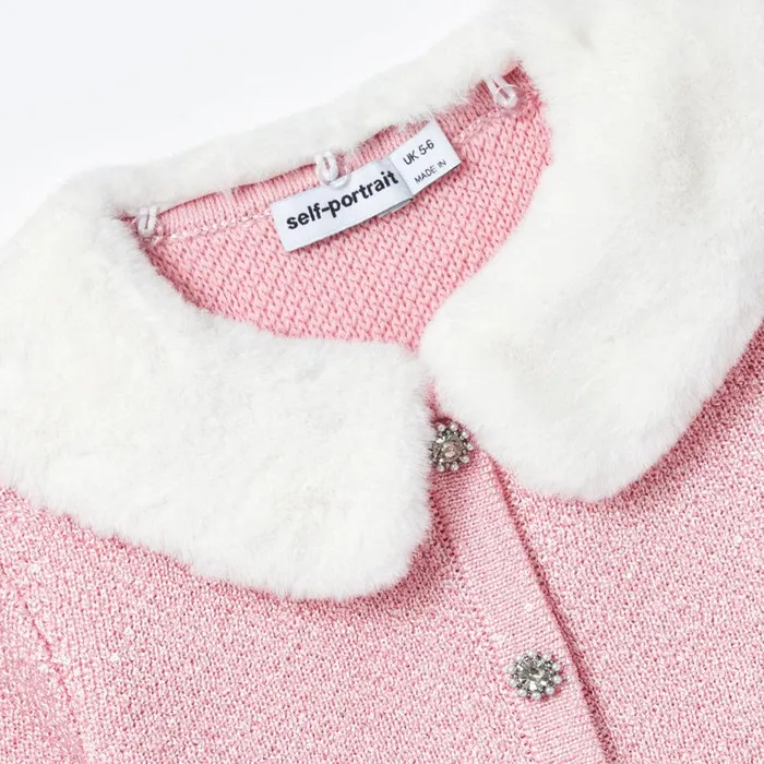 Self Portrait Knitwear Pink Sequin Knit Cardigan 8211 Kids