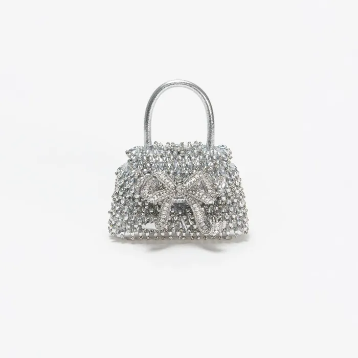 Self Portrait Micro Silver Embellished Micro Bow Bag 8211 Women