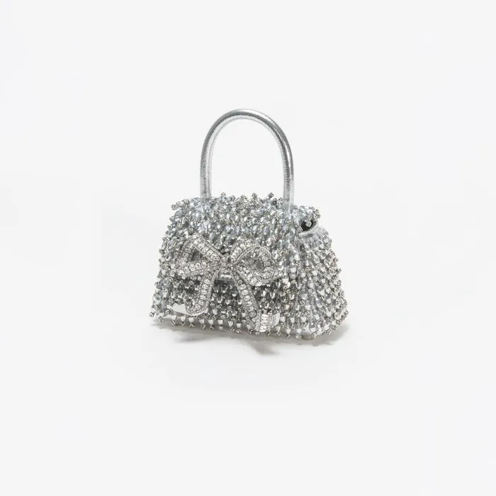 Self Portrait Micro Silver Embellished Micro Bow Bag 8211 Women