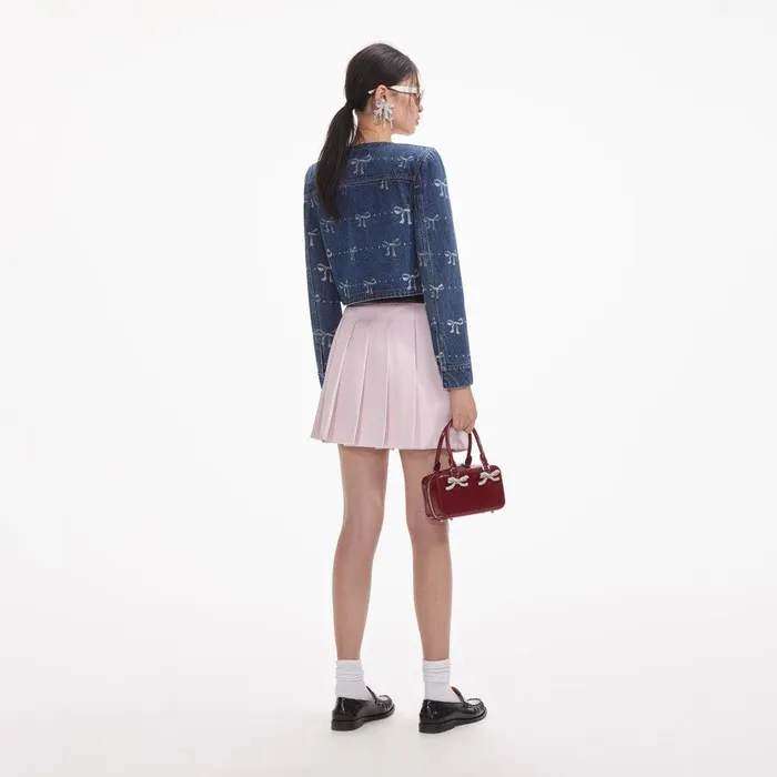 Self Portrait Outerwear Bow Print Denim Jacket 8211 Women