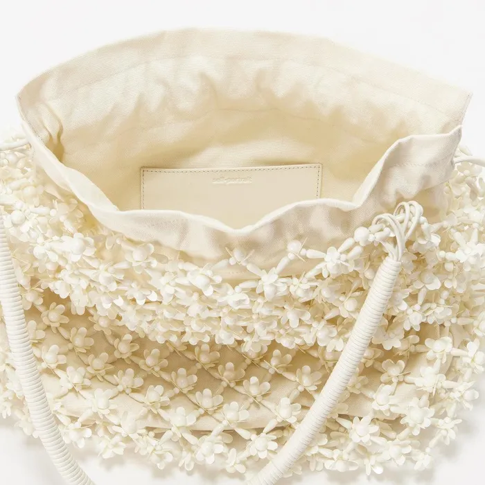 Self Portrait Swim and Resort Cream Beaded Large Tote 8211 Women