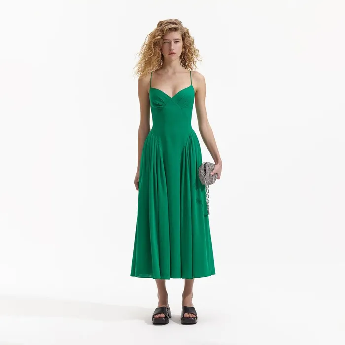 Self Portrait Swim and Resort Green Strappy Midi Dress 8211 Women