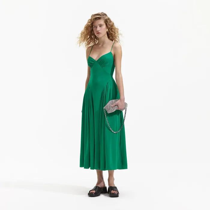 Self Portrait Swim and Resort Green Strappy Midi Dress 8211 Women