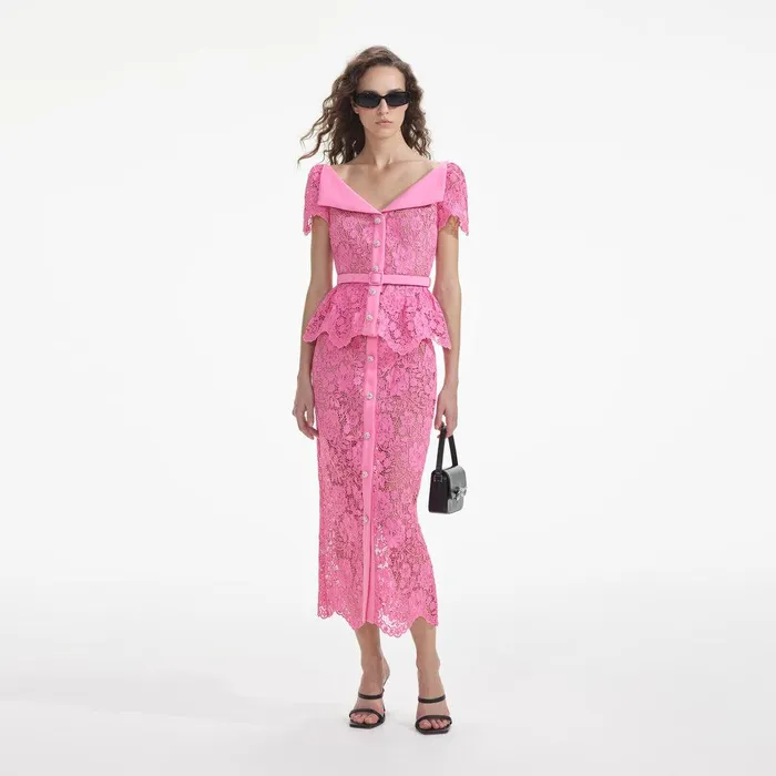 Self Portrait Tops Pink Lace Open Neck Top 8211 Women