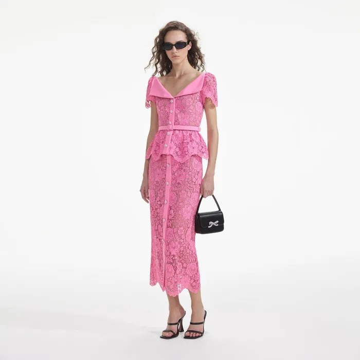 Self Portrait Tops Pink Lace Open Neck Top 8211 Women