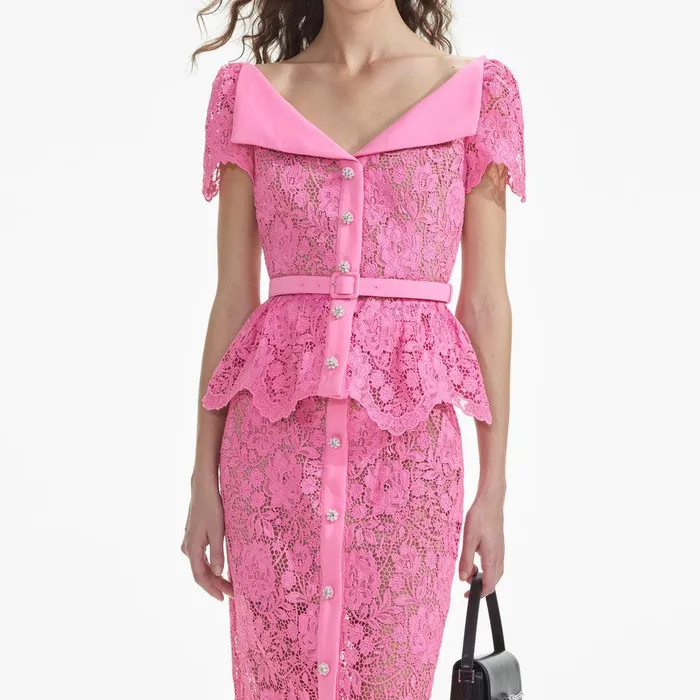 Self Portrait Tops Pink Lace Open Neck Top 8211 Women