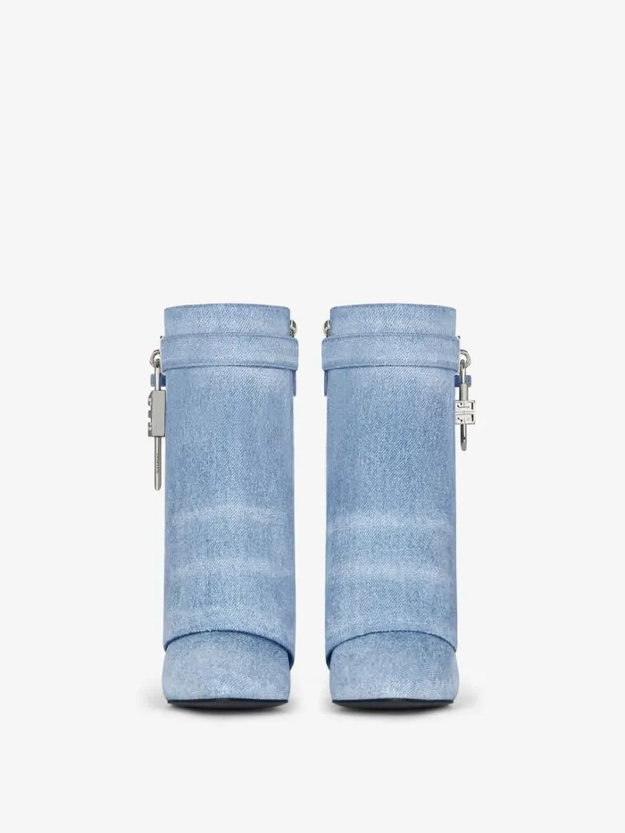 Shark Lock Ankle Boots In Washed Denim Medium Blue Women Givenchy Shark Lock