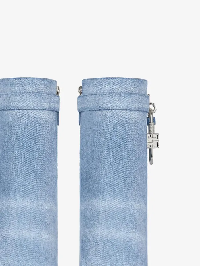 Shark Lock Ankle Boots In Washed Denim Medium Blue Women Givenchy Shark Lock