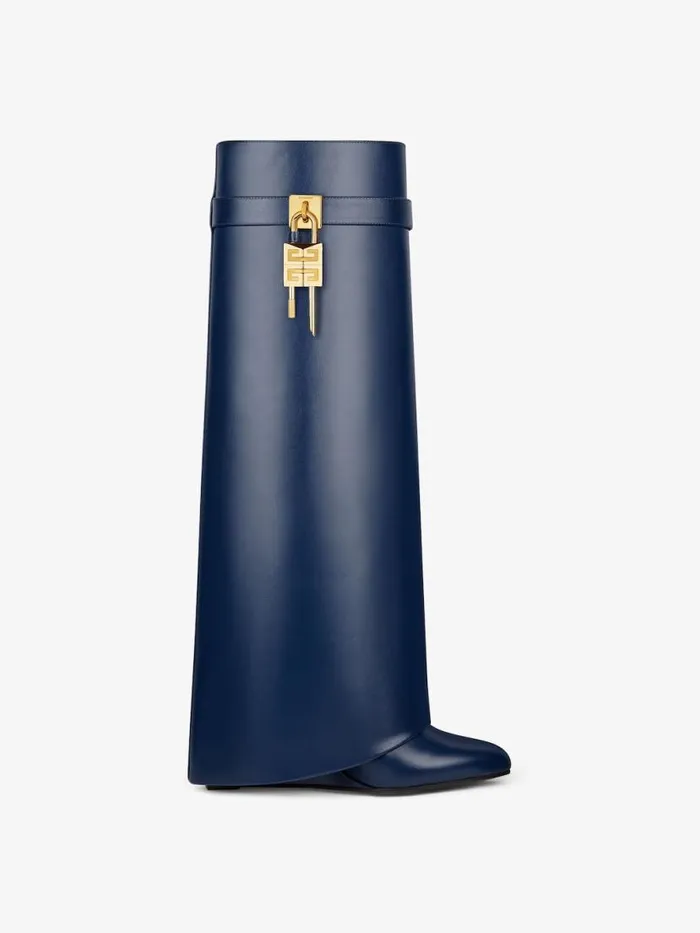 Shark Lock Boots In Leather Petrol Blue Women Givenchy Shark Lock
