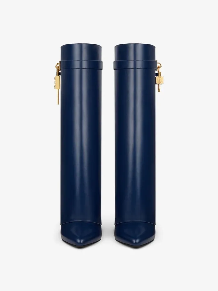 Shark Lock Boots In Leather Petrol Blue Women Givenchy Shark Lock
